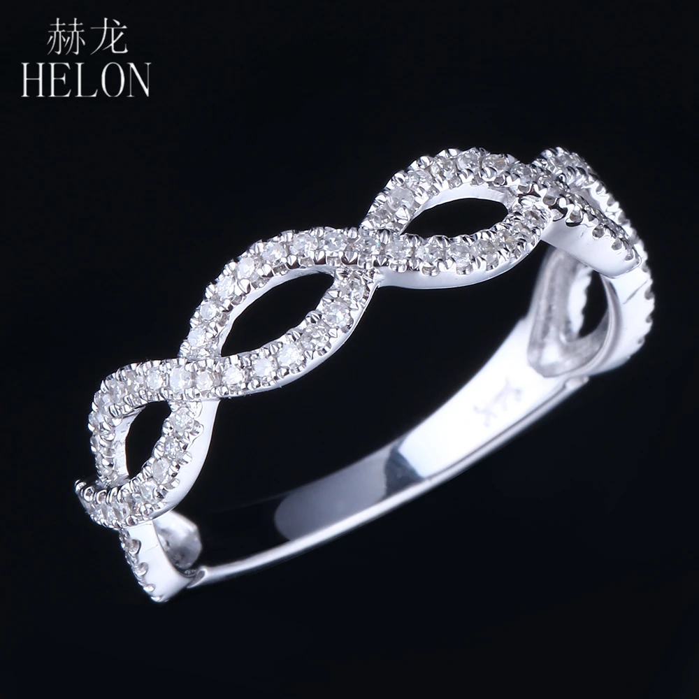 HELON Solid 10 K белое золото хорошая тротуарная 0.33ct натуральные Алмазы обручальные юбилейные женские классические ювелирные украшения кольцо