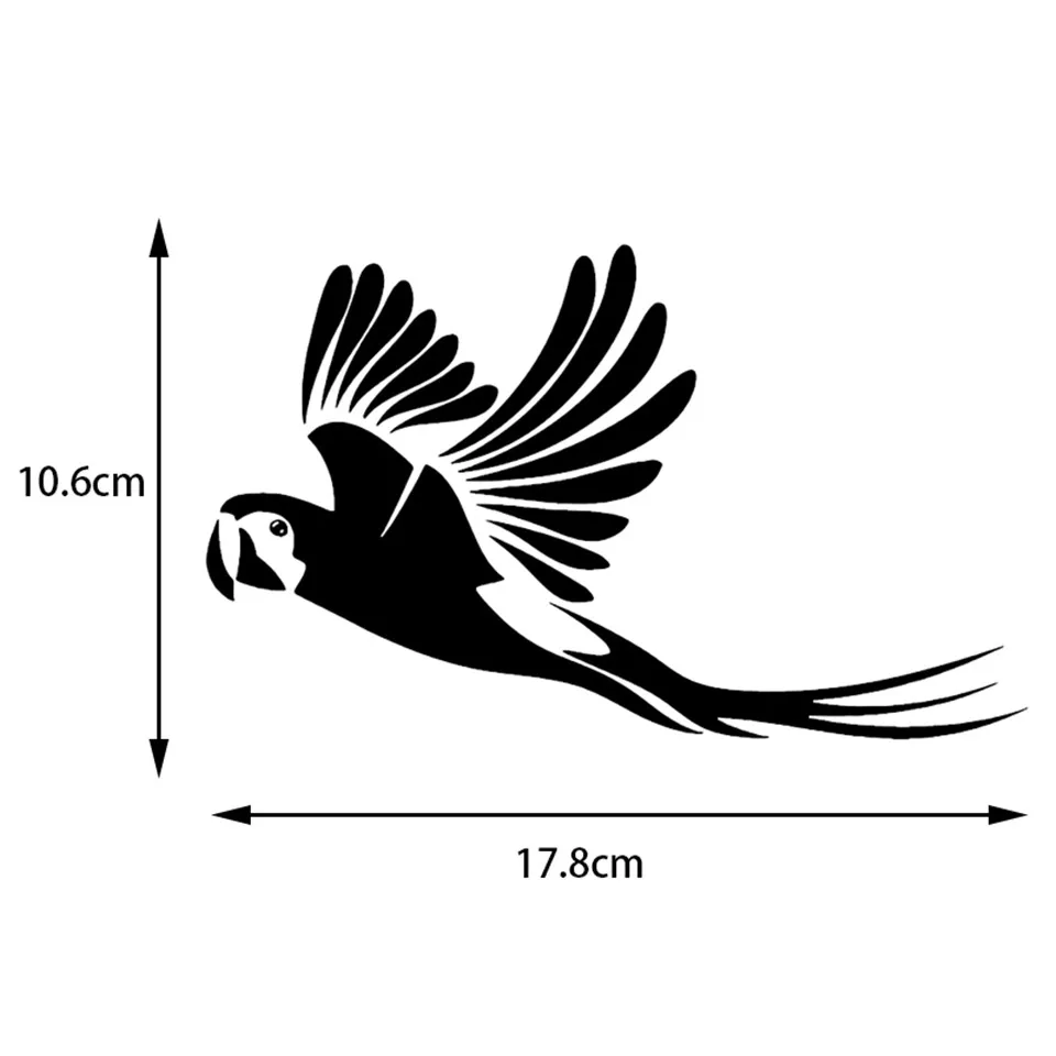 Parrot Bird Cute Car Stickers Jungle Animal Car Styling Body Decals Accessories BlackSilverLaser 17.810 (1)