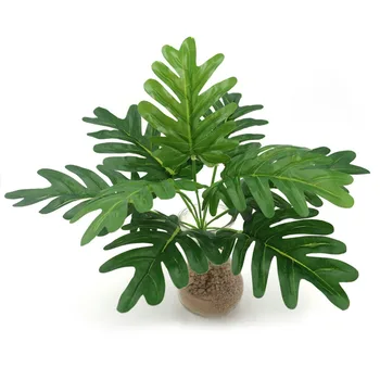 Spring Rain Leaves Artificial Plant Artificial Palm Faux Tropical Plant Leaf for Hawaiian Luau Jungle Beach Party Decoration