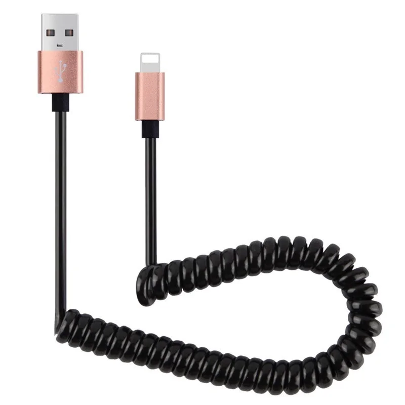 USB 2,0 до 8pin телескопический удлинитель пружинный кабель для iPhone 5 6s 7Plus 8 X ipad mini - Тип штекера: Pink cable