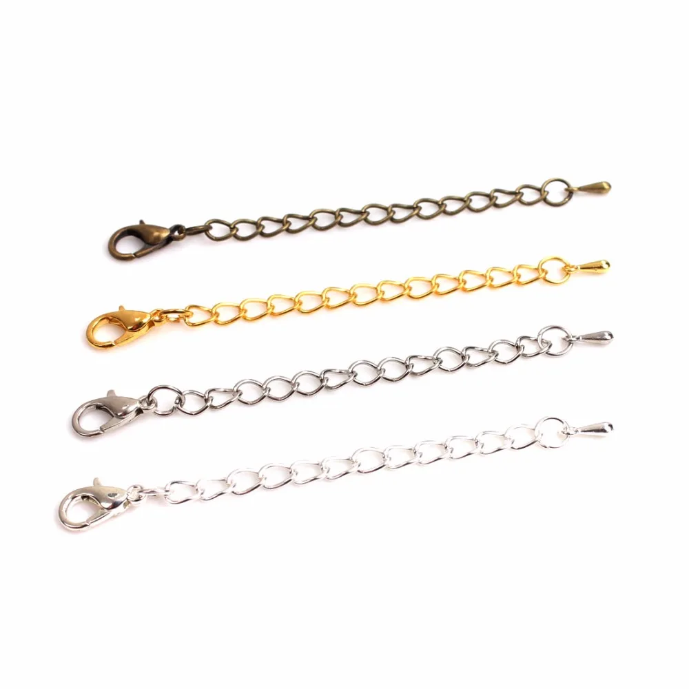 

6pcs/lot 80mm Necklace Bracelet Extended&Extension Jewelry Chains/Tail Extender Chain Drops With Lobster Clasps DIY Findings