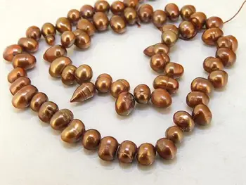 

6x9mm Coffee Cultured Freshwater Pearl Loose Beads 14inches One Full String DIY Jewelry For Necklace LS3-064