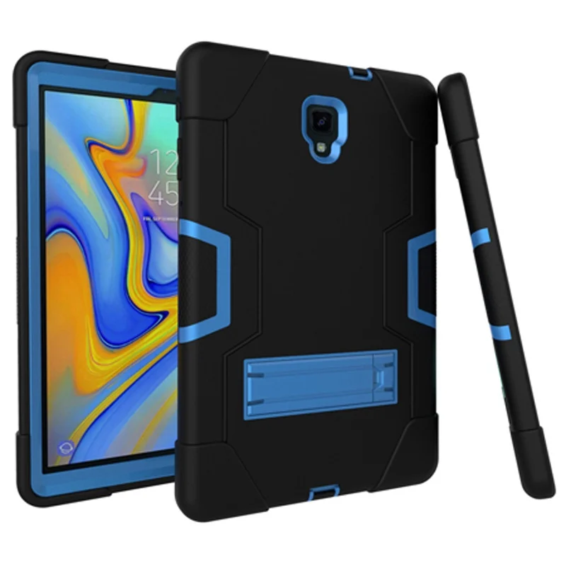 blackB Детский противоударный Гибридный Силиконовый чехол для samsung Galaxy Tab A 10,5 T590 T595 T597, защитный чехол Tab A 10,5 дюйма, Чехол+ пленка+ ручка - Цвет: blackB