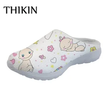 THIKIN Kawaii/Женская обувь для малышей; женские домашние сандалии; милые летние женские туфли на плоской подошве для медсестры; zapatos mujer