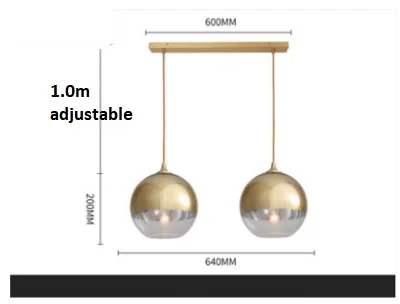 LukLoy кухня Остров лампы золото серебро стеклянный шар барная стойка Подвесная лампа обеденный стол подвесные светильники подвесное освещение - Цвет корпуса: Small 2heads Gold