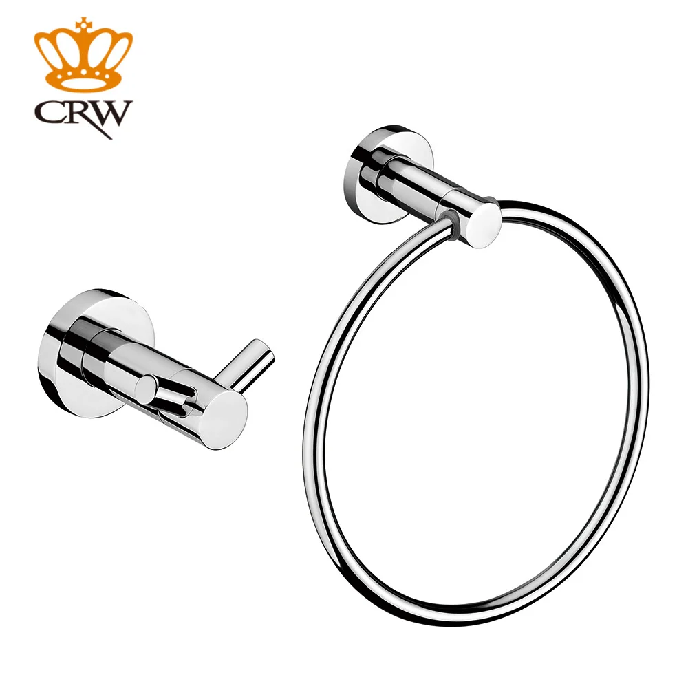 

CRW Towel Ring Robe Hook Combination Stainless Steel and Copper Bathrooms Accessories 90004&90010