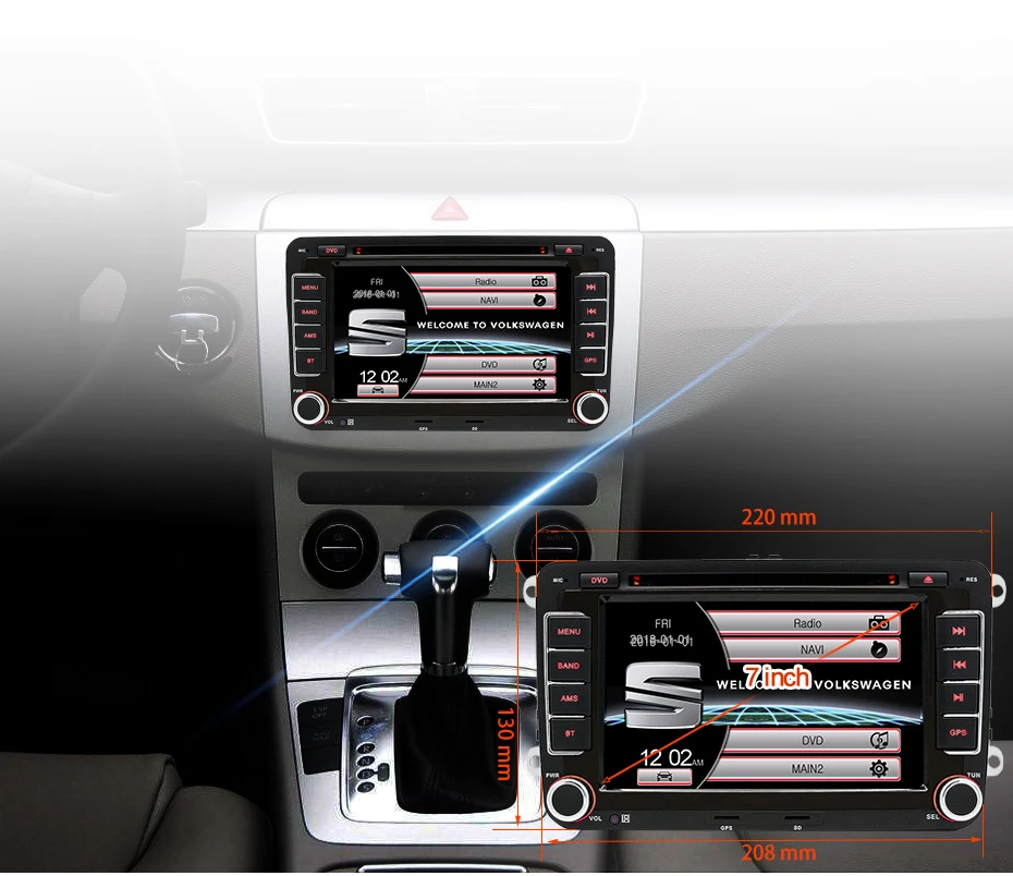 Cheap Wholesale! Junsun 2 din 7" Car DVD Multimedia player GPS Navigation Autoradio For VW/passat b6 /SEAT leon 2 Altea Toledo Skoda 10