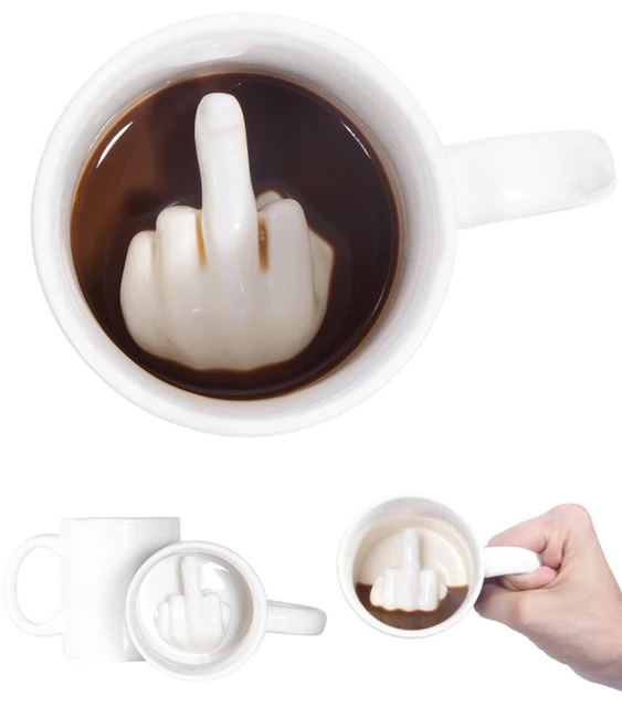 Design creativo Bianco Dito Medio tazza, della novità di Stile di Miscelazione d Design creativo Bianco Dito Medio tazza, della novità di Stile di Miscelazione d
