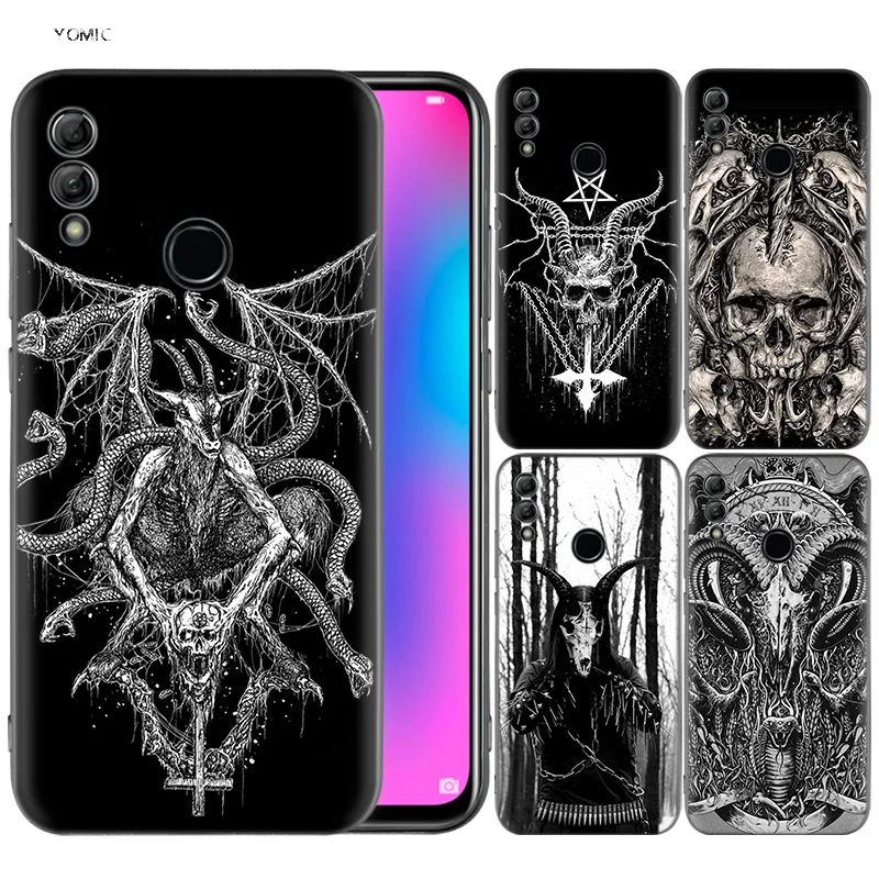 

Silicone Cover Case for Huawei Honor 10 9 Lite 8X 8C 8A Y6 Y7 Y9 7A Pro Prime 7C 2018 2019 V20 Goat Head Satan