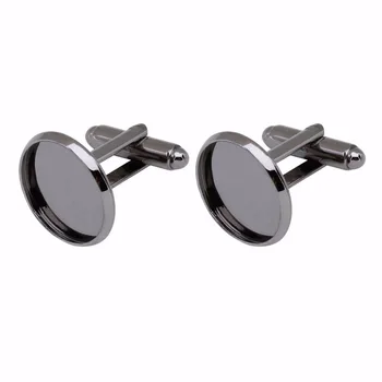 

10pcs/lot Size 12/14/16/18/20mm Gun Black Round Brass Cufflink Blanks Tray Settings for Men Jewelry Making Findings