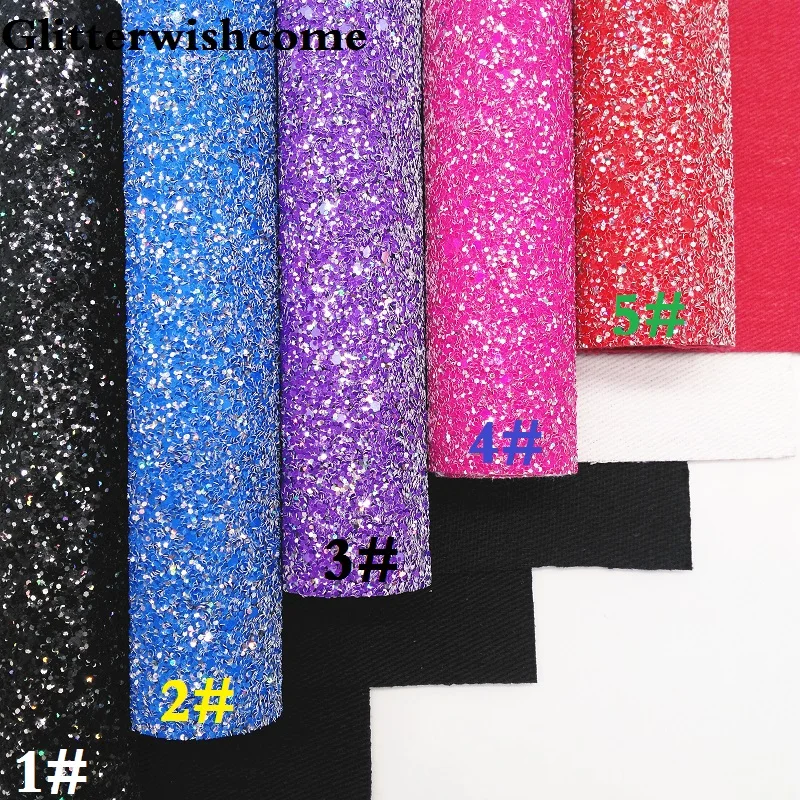 Glitterwishcome 30X134 см мини-рулон, блестящая ткань, винил для луков переливающийся с эффектом блестящей кожи Ткань Винил для луков, GM212