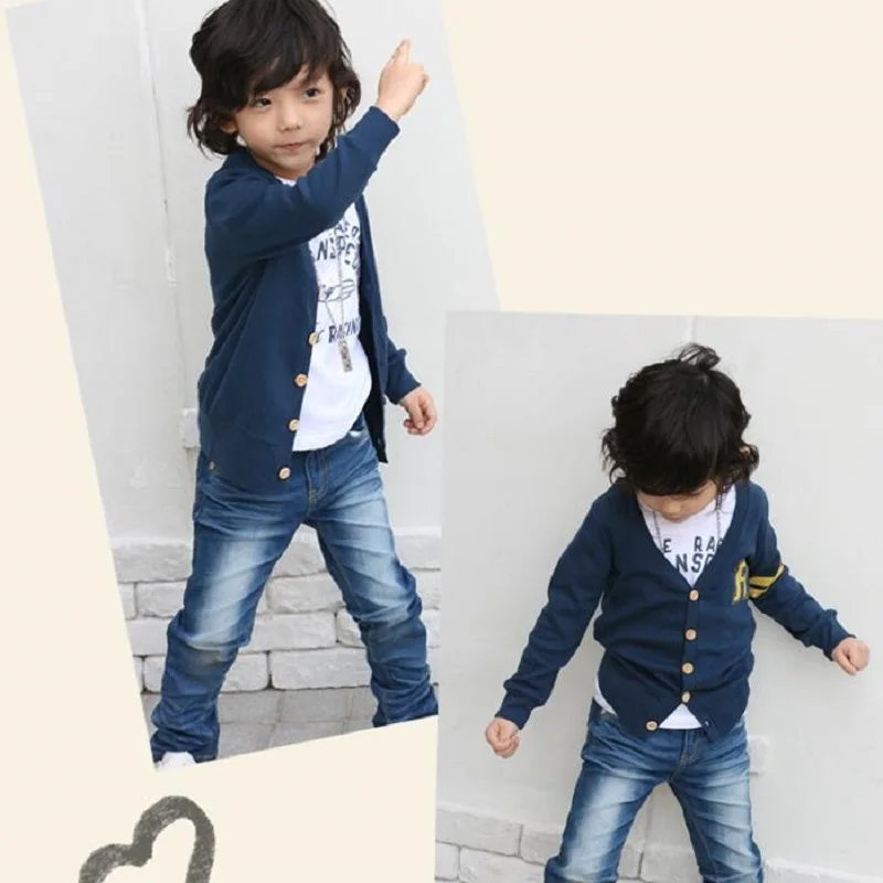 Navy Blue R Children Cardigans Boys Spring Coat Kids Jacket Baby Boy Clothes Cotton Sweater Fashion Boy Outfits Black Shirts