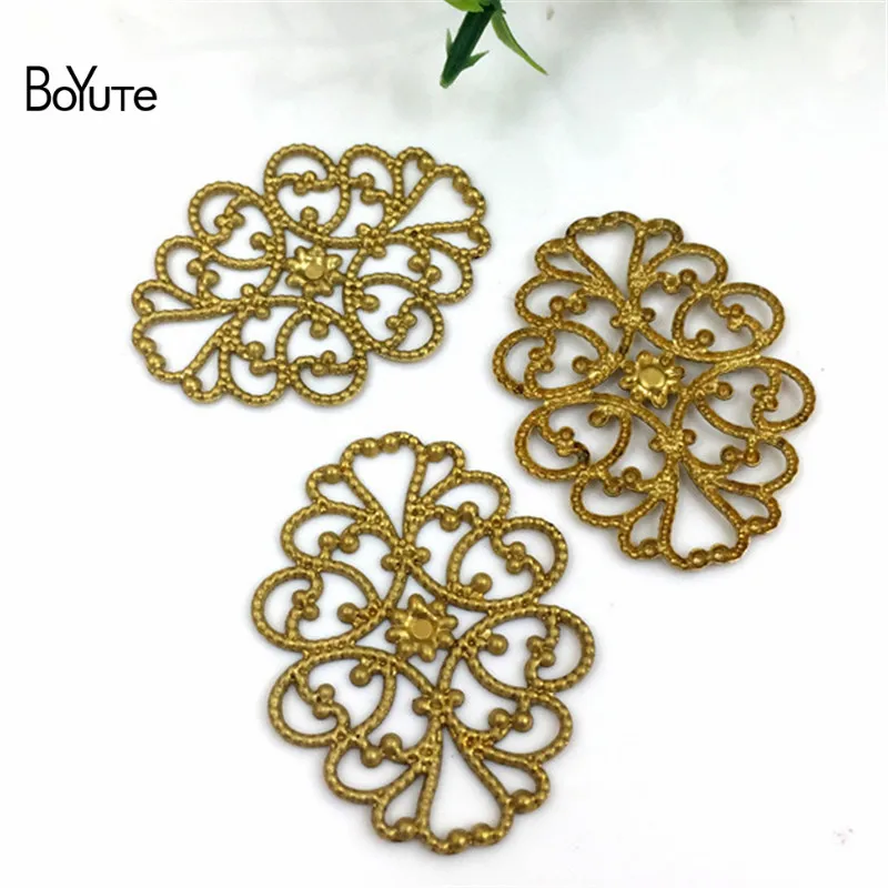 BoYuTe Wholesale (50 PiecesLot) Metal Brass Stamping 2835MM Filigree Flower Findings Diy Handmade Jewelry Accessories  (3)