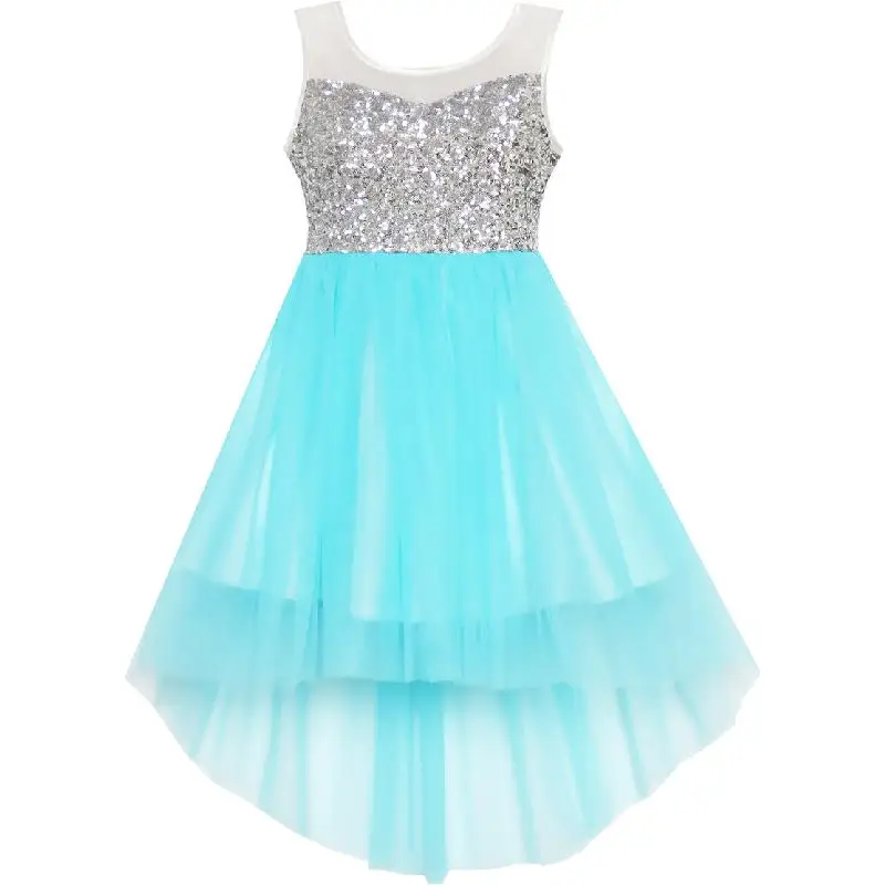 Sunny Fashion платья для девочек платье Бежевый Sequined Тюль Привет-ло Свадьба Вечеринка Платье