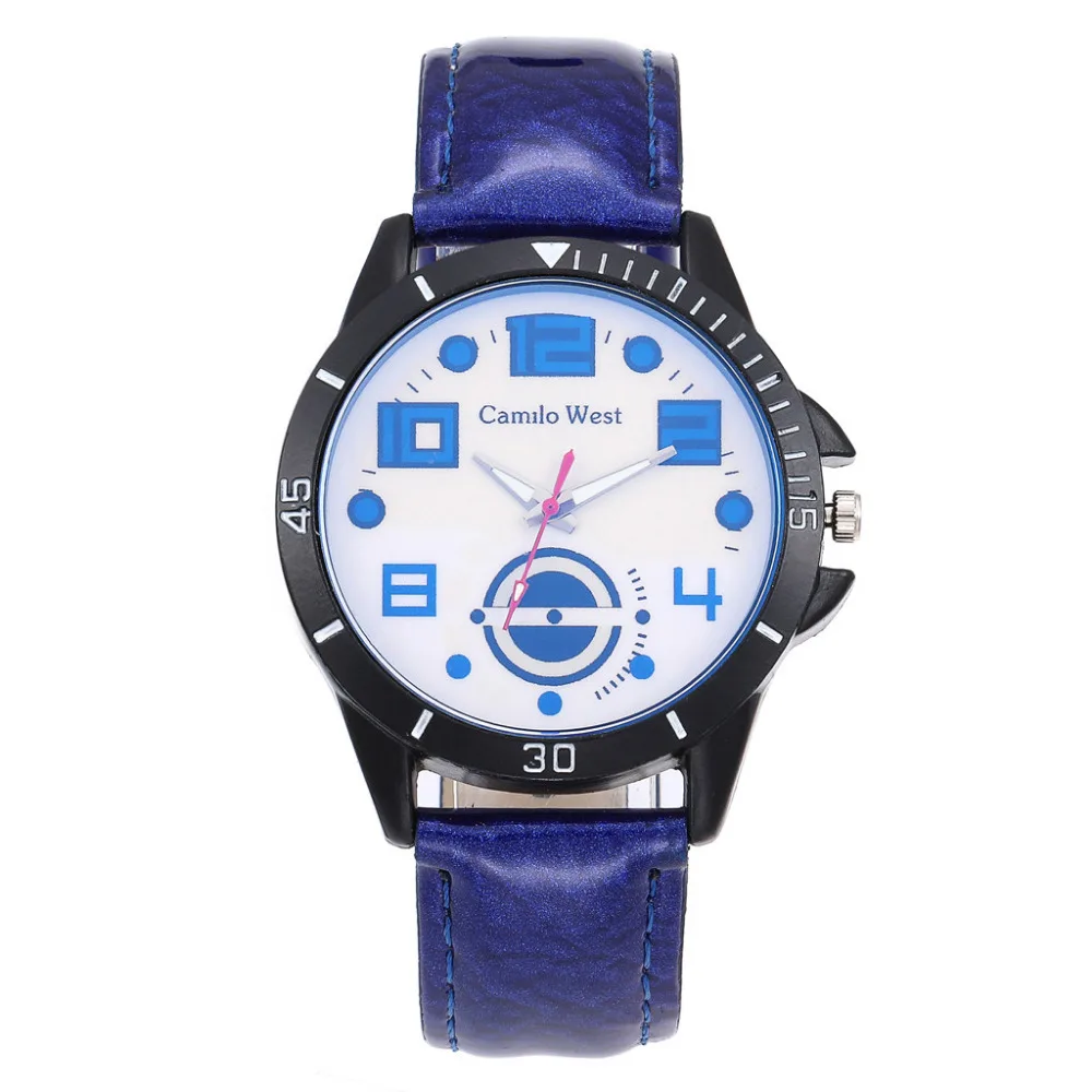 Модные кварцевые часы с синим стеклянным циферблатом повседневные женские