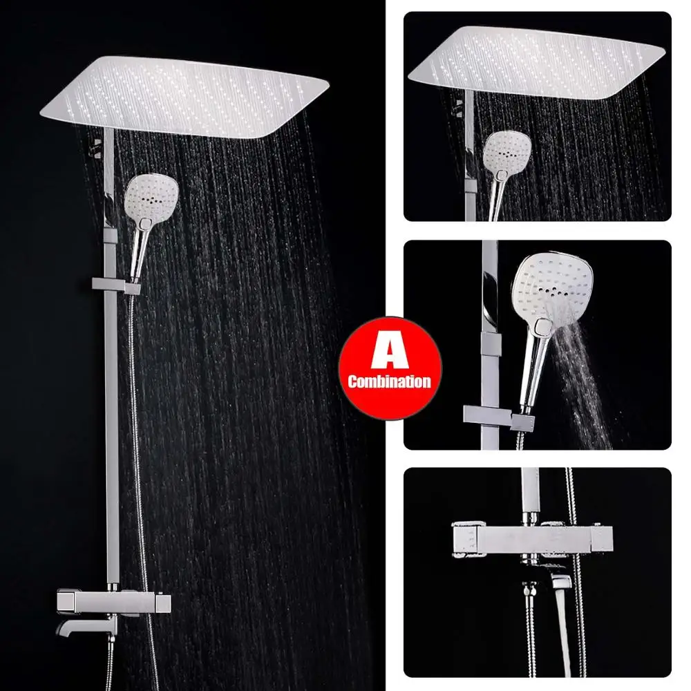 HM-M0002A(550X350mm) SKY RAIN Настенная полная латунная термостатическая душевая система с ручным душем - Цвет: HM-M0002A(550X350mm)