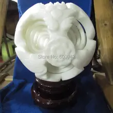 8 слоев Природа Белый нефритовый шар-головоломка огромная Сфера чистая ручная работа, Резной орнамент дракон