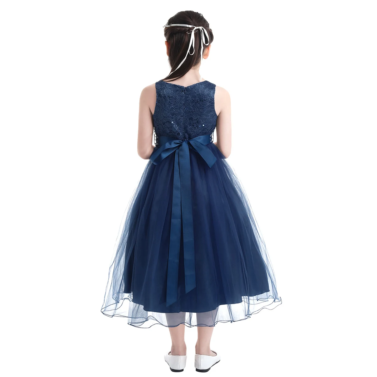 iEFiEL Elegant Sequined Kids Toddler Flower Girls Lace Dress Pageant Wedding Bridal Children Bridesmaid Princess Tulle Dress