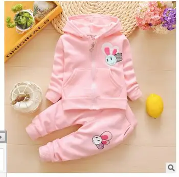 

New baby autumn clothes for the baby cute cartoon Pattern T-shirt + trousers cotton clothing,fashion Baby Girl Suit Baby Clothes