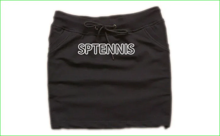 Хлопковая теннисная юбка для бюста; женские спортивные шорты из двух предметов; одежда для бега; хорошее качество - Цвет: Черный