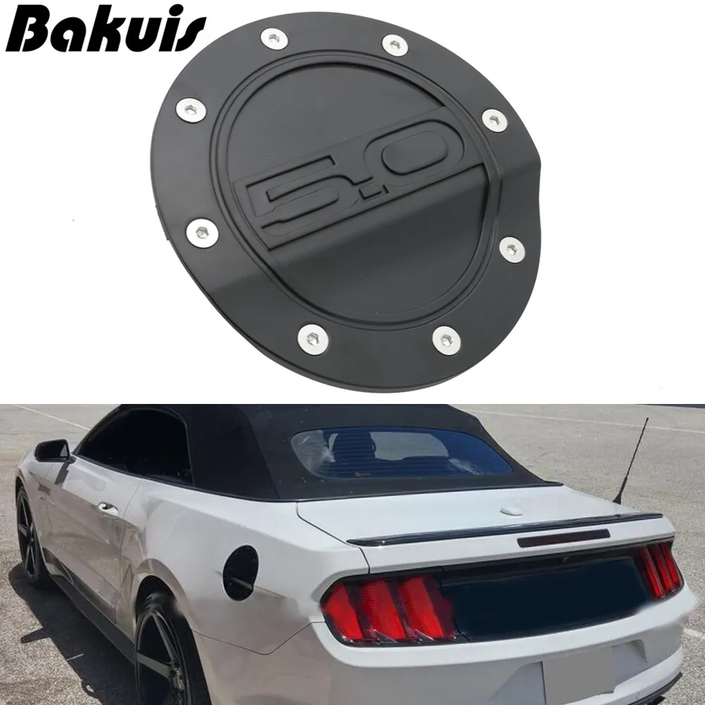 

1PC 5.0 Matte Black Embossed Gas Fuel Door Comp Give some aggressive styling for 2015-2019 Mustang GT- Fuel Door