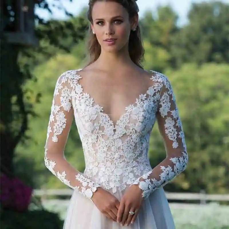 Свадебное Вечерние праздничное платье Vestido de Noiva кружевное ТРАПЕЦИЕВИДНОЕ свадебное платье 279