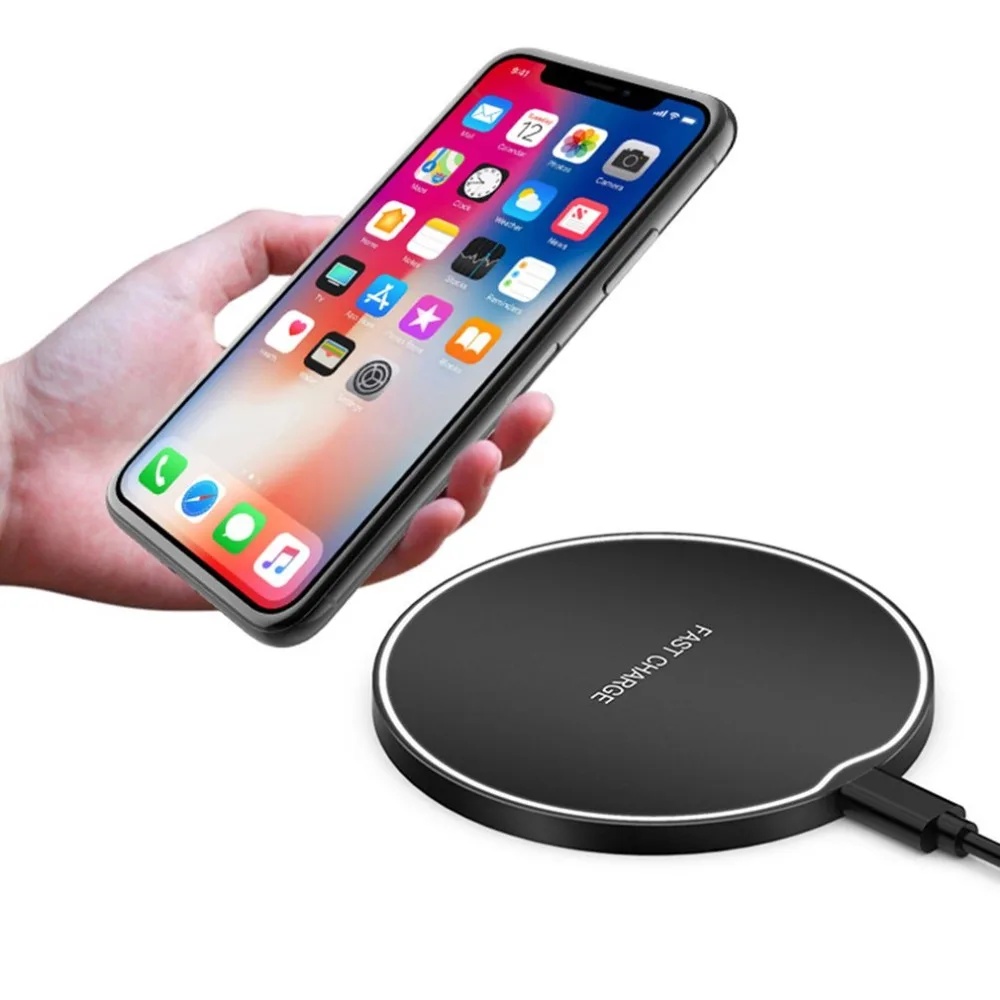 Беспроводное зарядное устройство Qi Certified power Disk + быстрая зарядка Беспроводная зарядная Накладка для Apple (iPhone XS, XS Max, XR, X, 8, 8 Plus)