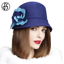 FS England Ladies Wool Navy Blue Hats For Women Vintage Wide Brim Floppy Felt Hat Floral Bowler Fedora Autumn Brown Cloche Hat FS England Ladies Wool Navy Blue Hats For Women Vintage Wide Brim Floppy Felt Hat Floral Bowler Fedora Autumn Brown Cloche Hat