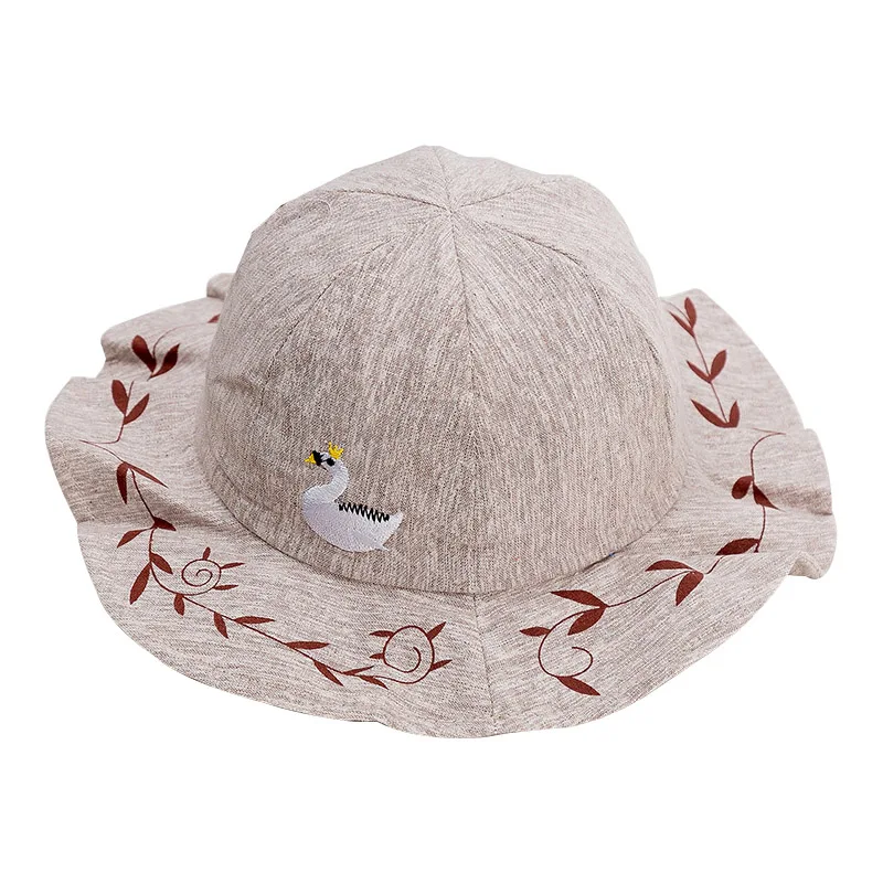 Light gray Новая модная детская шапка для девочек хлопок Весна Лето детская шапка хлопок Modis дети Панамы Цветочные шляпка для девочки 1 шт - Цвет: Light gray