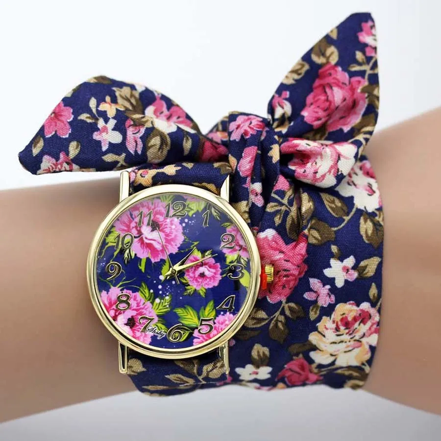 Shsby брендовые уникальные женские наручные часы из цветочной ткани, МОДНЫЕ ЖЕНСКИЕ НАРЯДНЫЕ часы, высококачественные тканевые часы, милые часы-браслет для девушек - Цвет: QJ06