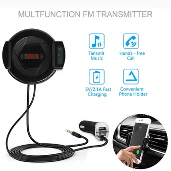 

Car Bluetooth Hands-free Charger Power Supply Car FM Transmitters and Bluetooth and Phone Bracket 3-in-1