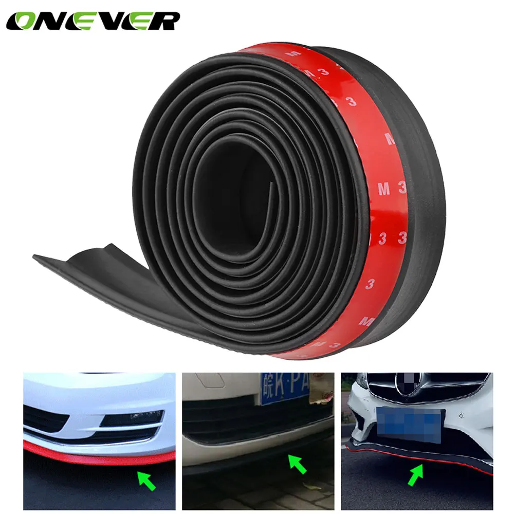 2.5M/8.2ft Universal Car Bumper Protectoer Car Front Lip Spoilers 60mm Width Rubber Exterior