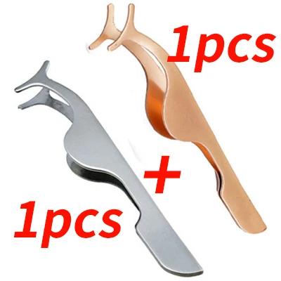 1 шт. розово-золотые Накладные ресницы глаз ресниц Пинцет аппликатор клип Красота, инструмент для макияжа, макияж, ресницы Пинцет завивания ресниц, завиватель для ресниц - Цвет: 2PCS