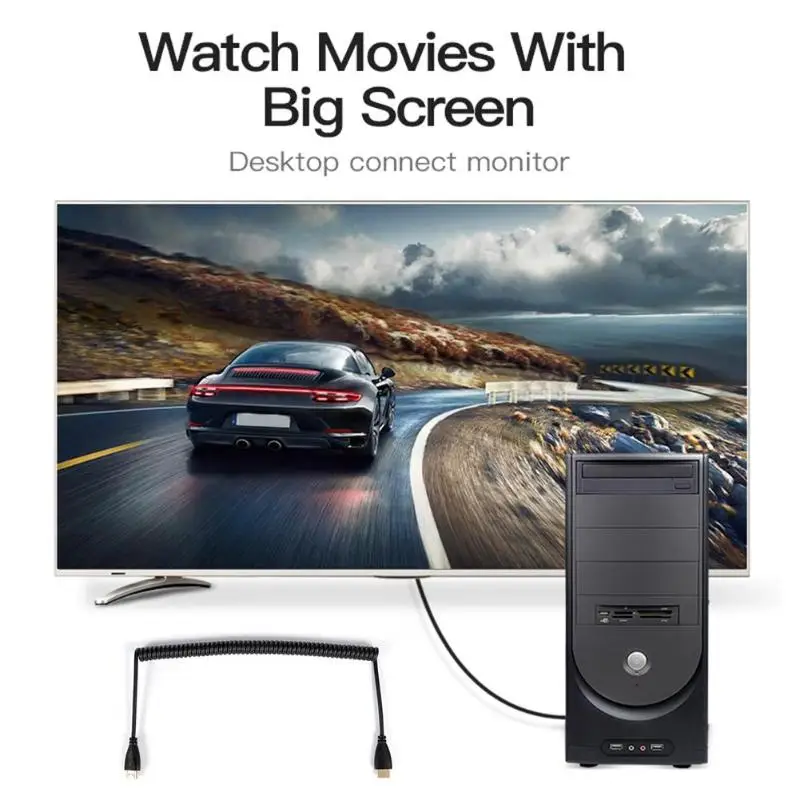 2 м эластичный спиральный Весна кабель HDMI мужчинами V1.4 HD 1080 P 3D чистый Медный провод шнур для ноутбука PS3 ТВ