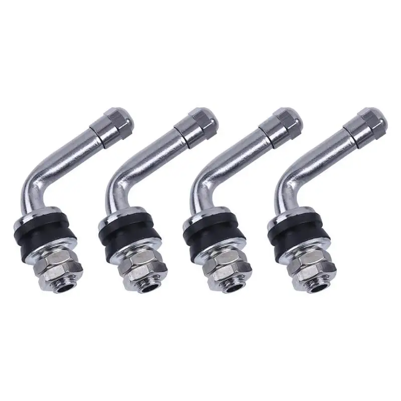 4Pcs 90 Degree Angle Bolt in Tubeless Chrome Plated Metal Tire Valve Stems L Shaped Car Tyre