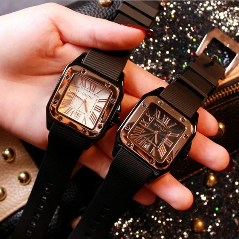 

2017 GUOU Brand Watches Women Luxury Rose Gold Antique Square Casual Dress Quartz Wrist watch Roman dial Relogio Feminino Montre