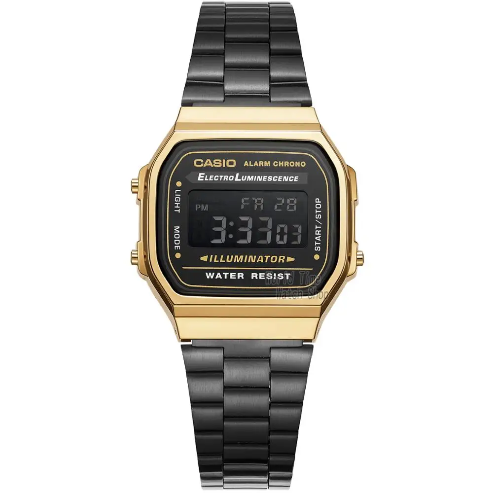 A168WEGB1B-1 Casio часы золотые часы мужчины лучший бренд класса люкс LED цифровые водонепроницаемые кварцевые мужские часы спортивные военные наручные часы relogio masculino reloj hombre erkek kol saati montre homme zegarek meski - Цвет: A168WEGB1B-1