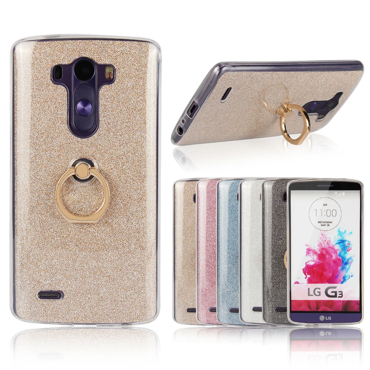 Кольцо с сияющими блестками чехол для LG G3 мило конфеты g 3 гель ТПУ телефон Сумки