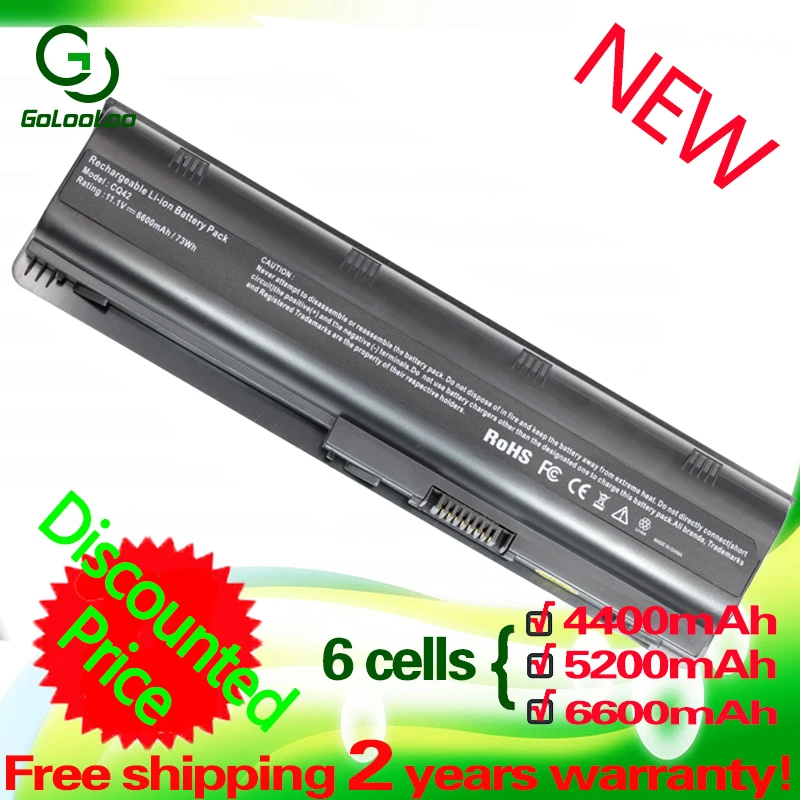 Golooloo Батарея для hp MU06 dv5 dv6 dv7 650 435 HSTNN-CB0W G6 DV5 G7 G32 G42 G6 G7 G56 G62 593553-001 аккумулятор большой емкости усовершенствованная, от взрыва