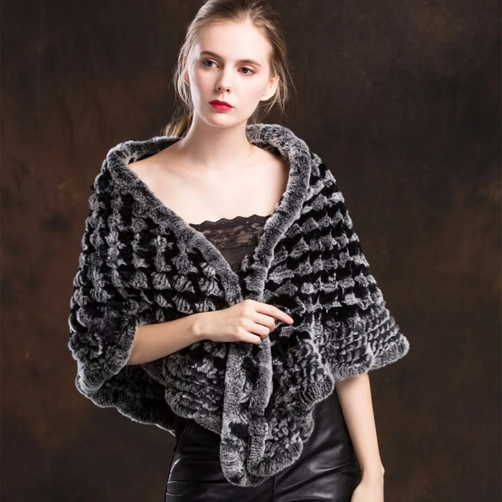 

ZY87009 2017 New Arrived Women Fashion Rex Rabbit Large Scarf Color Warming Braised Rabbit Fur Shoulder Winter Warm Shawl