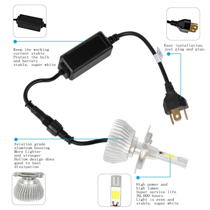 1 пара автомобиля HeadlightH1 H3 H4 H7 H13 880 9004 HB5 80 Вт 6000 К светодиодный лампы Авто внешний свет C6 автомобильных фар источник света