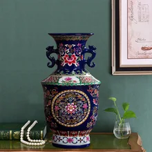 Цзиндэчжэнь Античная эмалированная китайская керамическая ваза для дома или офиса, декоративные фарфоровые вазы R1885