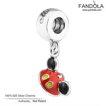 Аутентичные стерлингового серебра 925 пробы Смешанная эмаль Ушная шляпа Висячие Бусины Подвески для изготовления ювелирных изделий Подходит шарм браслеты kralen