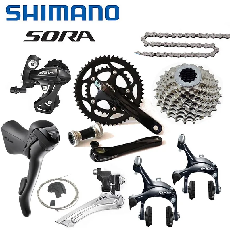 SHIMANO Сора 3500 дорожный велосипед 2x9 Скорость указано 18С набор 7 наборы переключения передач CS-HG50-9 кассеты тормозной суппорт коленчатые рычаги с защитой BB