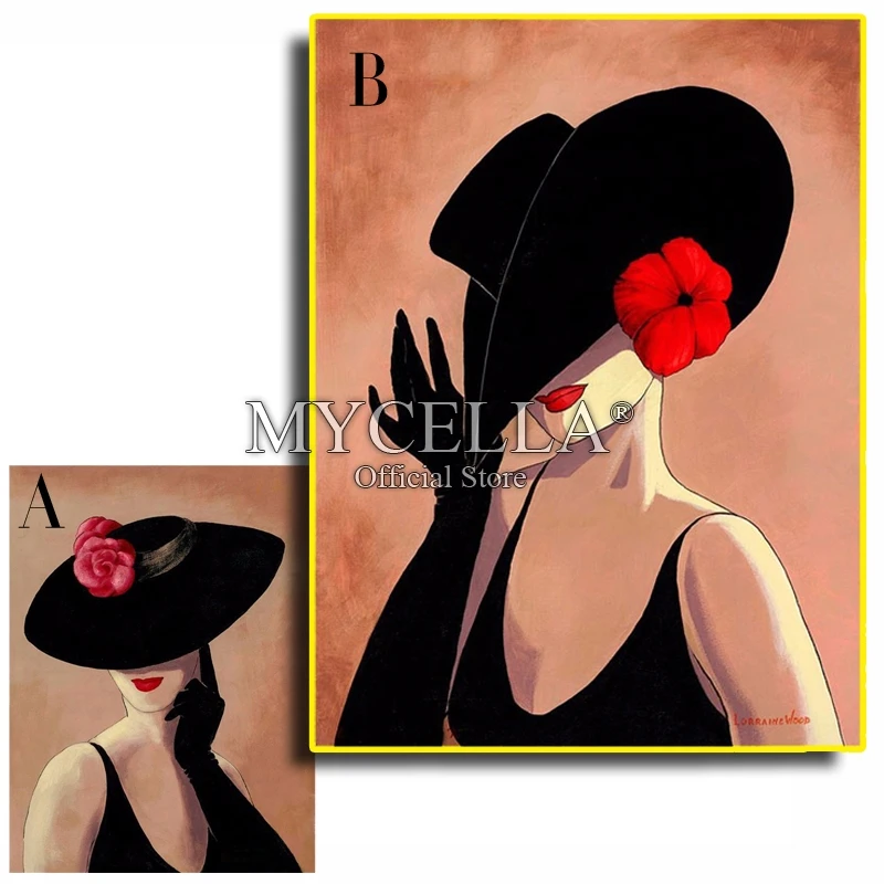 5D DIY Diamond Painting Sexy Woman Cross Stitch Wear Hat Flower Needlework Home Decorative Full Round Embroidery Crafts | Дом и сад