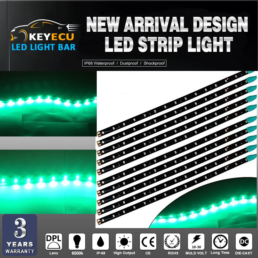 Зеленая светодиодная лента KEYECU 15SMD для внутреннего освещения автомобиля