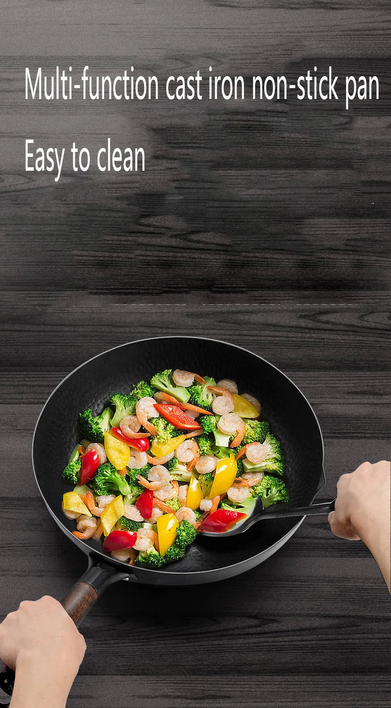 Кастрюля железная 30см32см железные ручной ковки Wok антипригарная сковорода без покрытия Wok газовая плита домашняя кухонная кастрюля без ручки сковорода-Вок сковороды
