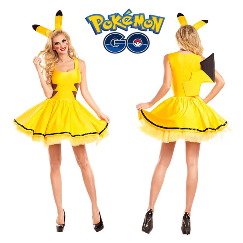 

Hot! Adult Pokemon Pikachu Dress Female Sexy Skirt Role-playing Cosplay Costumes Christmas halloween Party Dress Brand New 100%