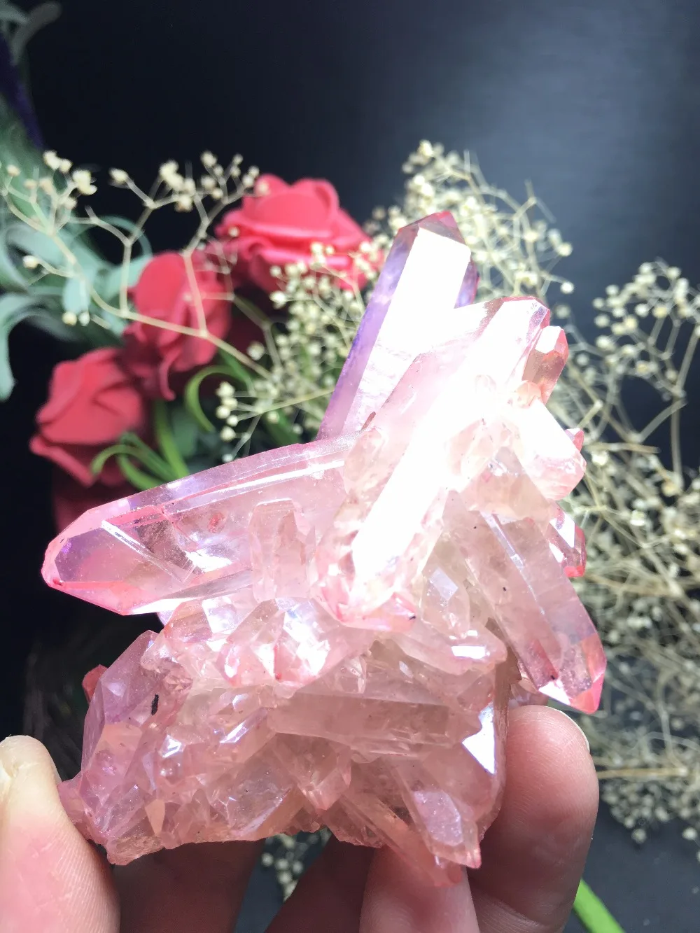 

PRETTY Aura Quartz Crystal Bismuth Titanium Silicon Clusters SPECIMEN
