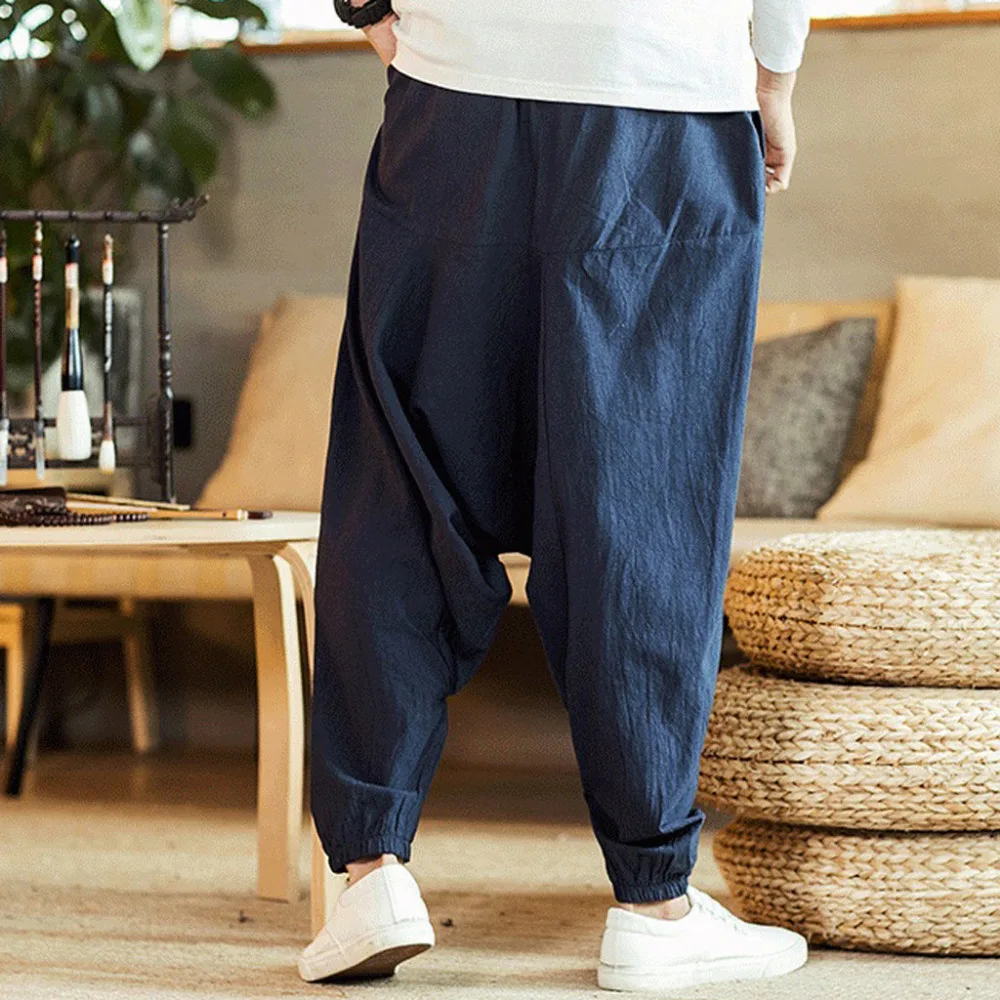2019 men's casual fashion harem pants loose solid color hip hop style cotton trousers jogging pants outdoor sports pants  4 (15)